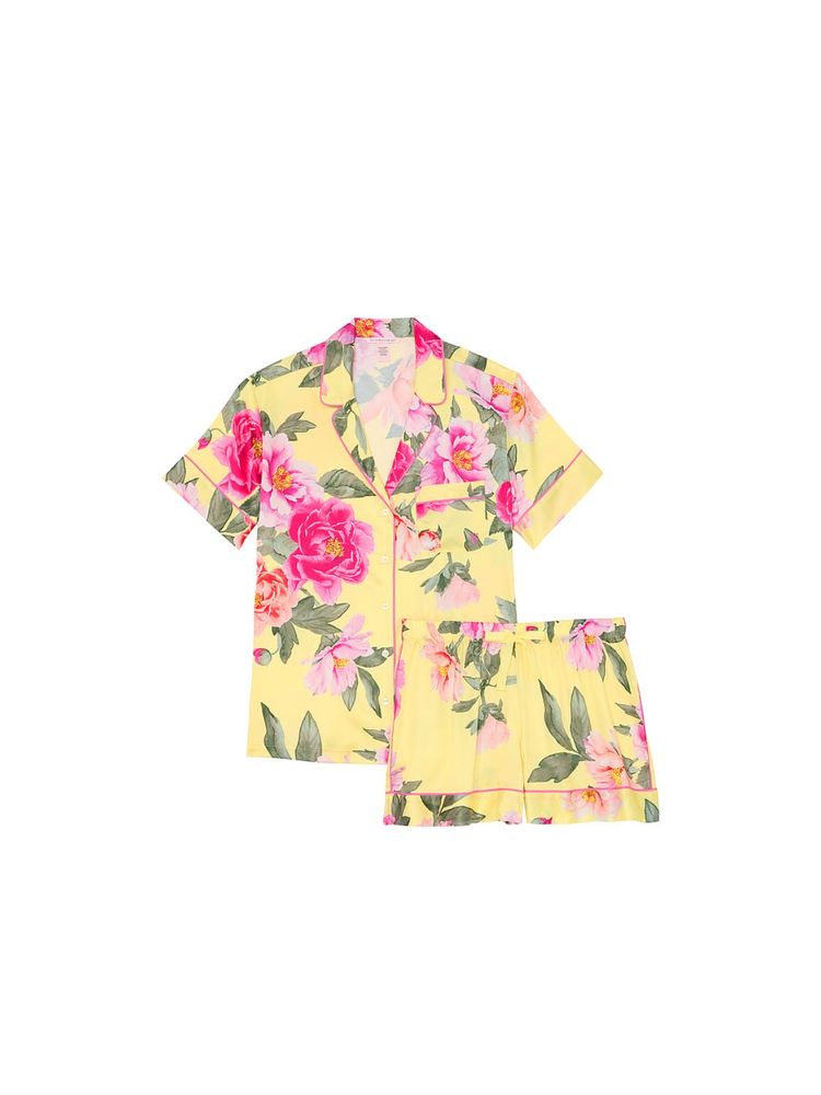 victoria's secret intimates Victoria's Secret Yellow Glazed Satin Shirt & Shorts (Set of 2)-picture-24