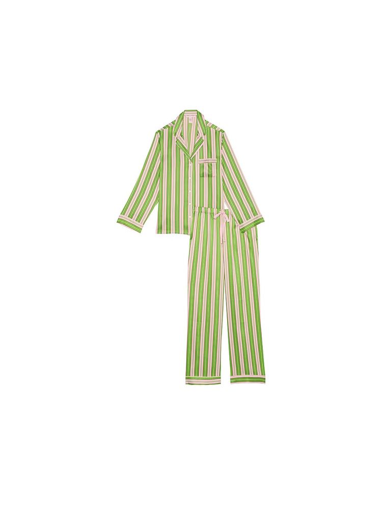 victoria's secret intimates Victoria's Secret Green Glazed Satin Long Shirt & Pyjama (Set of 2)-picture-22