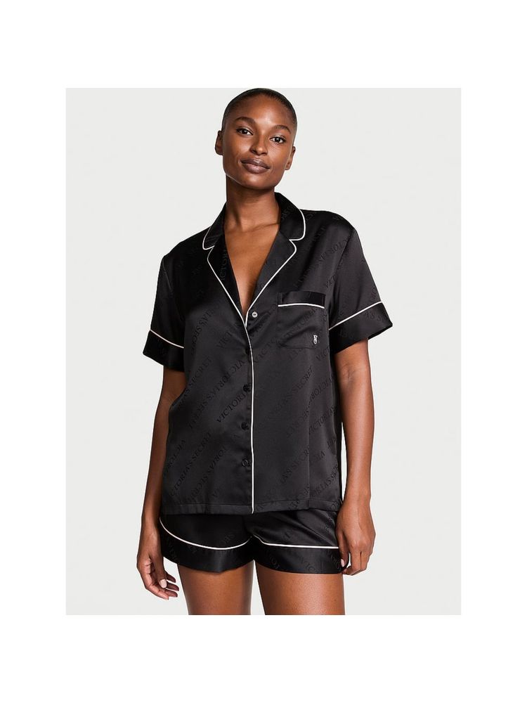 victoria's secret intimates Victoria's Secret Black Satin Shirt & Shorts (Set of 2)-picture-40