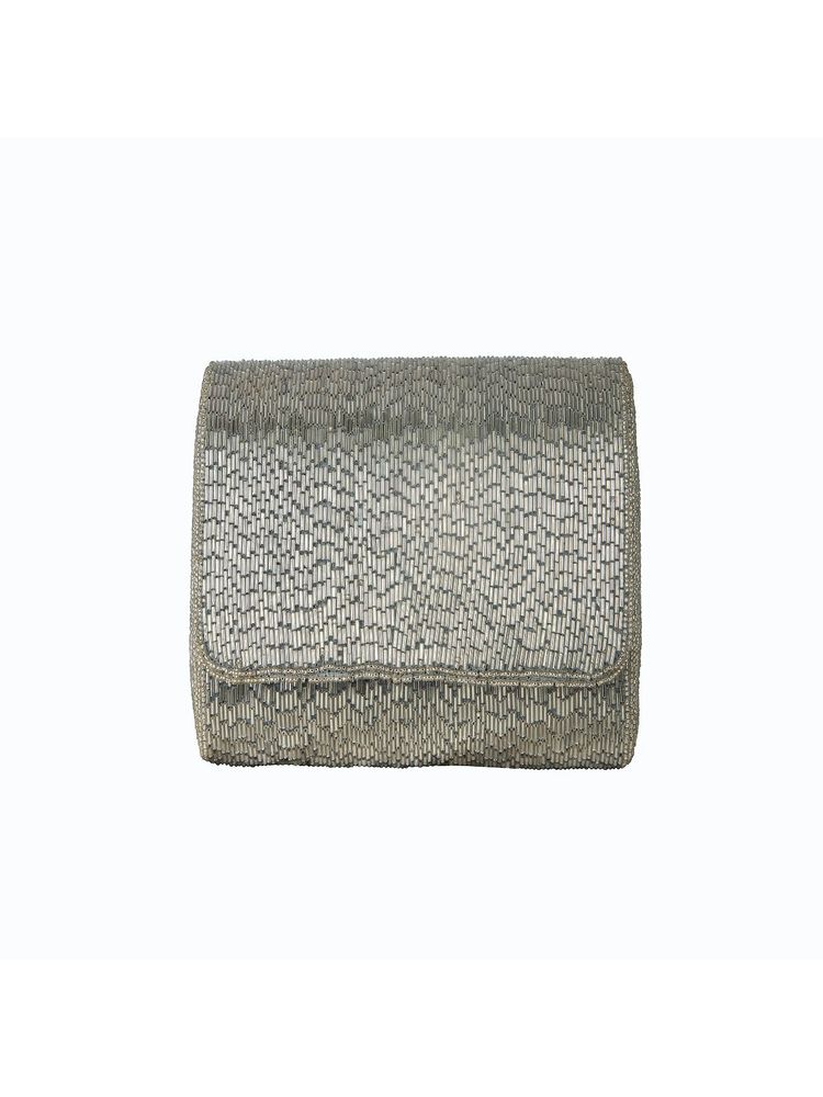 Tarini Nirula Camellia Silver Embellished Clutch-picture-25