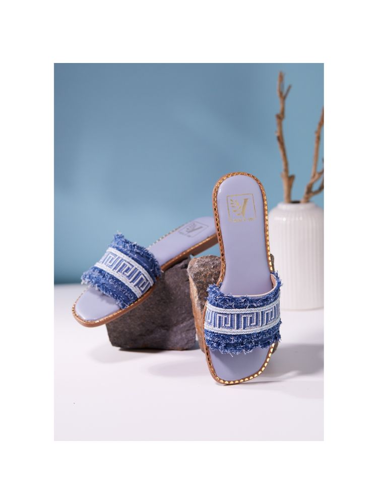 House of Vian Savannah Blue Open Toe Flats-image-26