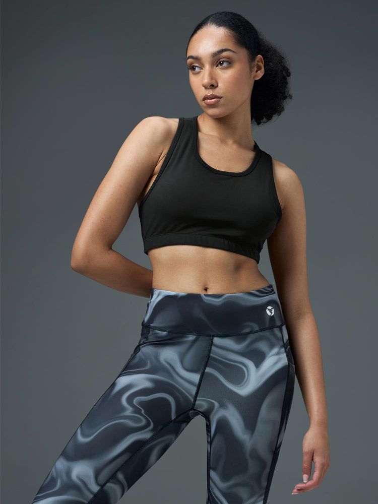 Technosport Women Slim Fit Scoop Neck Sports Bra with ELASTO PLUS for Training - Black-picture-19