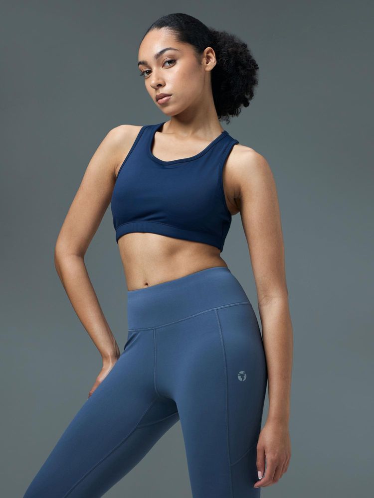 Technosport Women Slim Fit Scoop Neck Sports Bra with ELASTO PLUS for Training - Navy Blue-picture-23