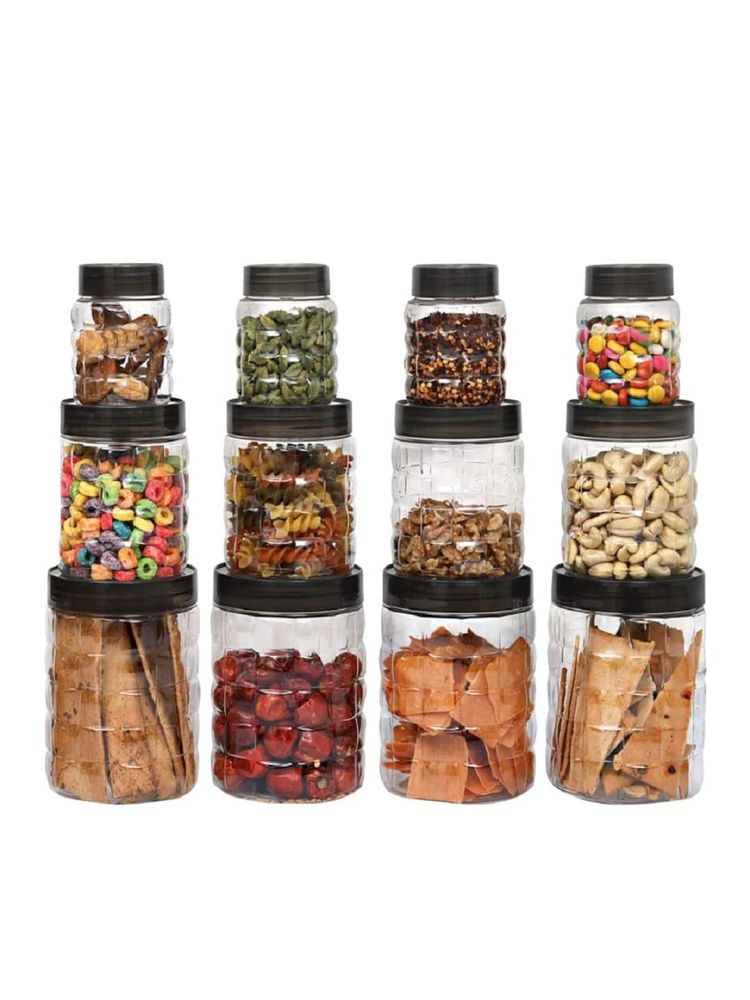 Kuber Industries Set of 12 Plastic Container Set 1000ml, 500ml, 200ml I Small to Large, Transparent-image-6