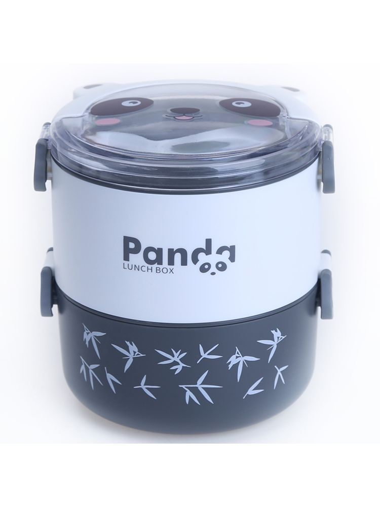 Kuber Industries Insulated Lunch Box With 2 Compartments2000 MLBlack & White-picture-11