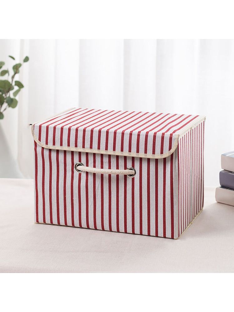 Kuber Industries Large Foldable Storage Box With LidWardrobe Organizer For clothes (Red)-image-5