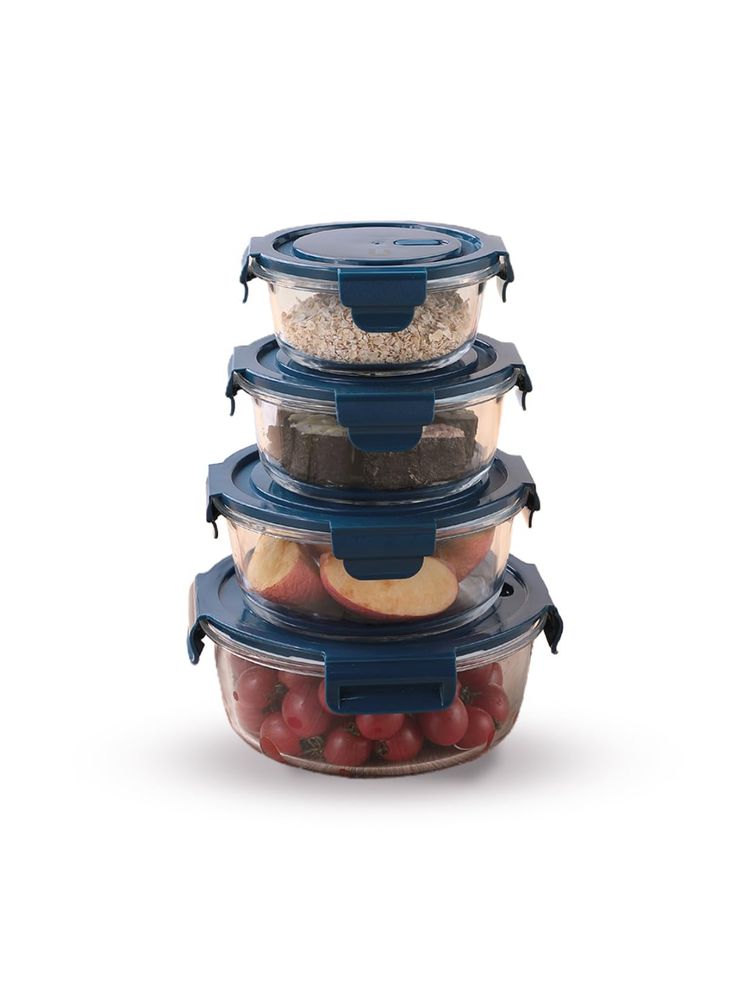 Kuber Industries Kitchen Containers Air Tight Containers for Storage Set of 4 Blue-image-5