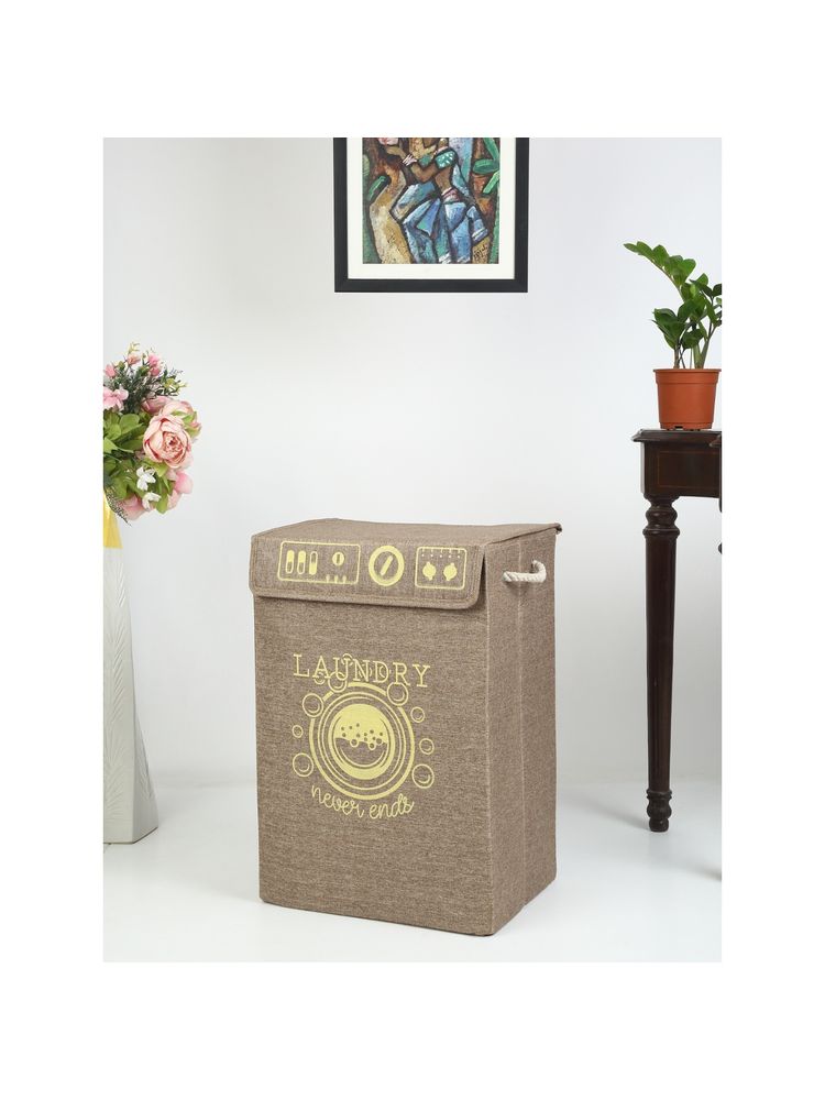 HOSTA HOMES Jute Cotton Printed Foldable Laundry Bag-picture-24