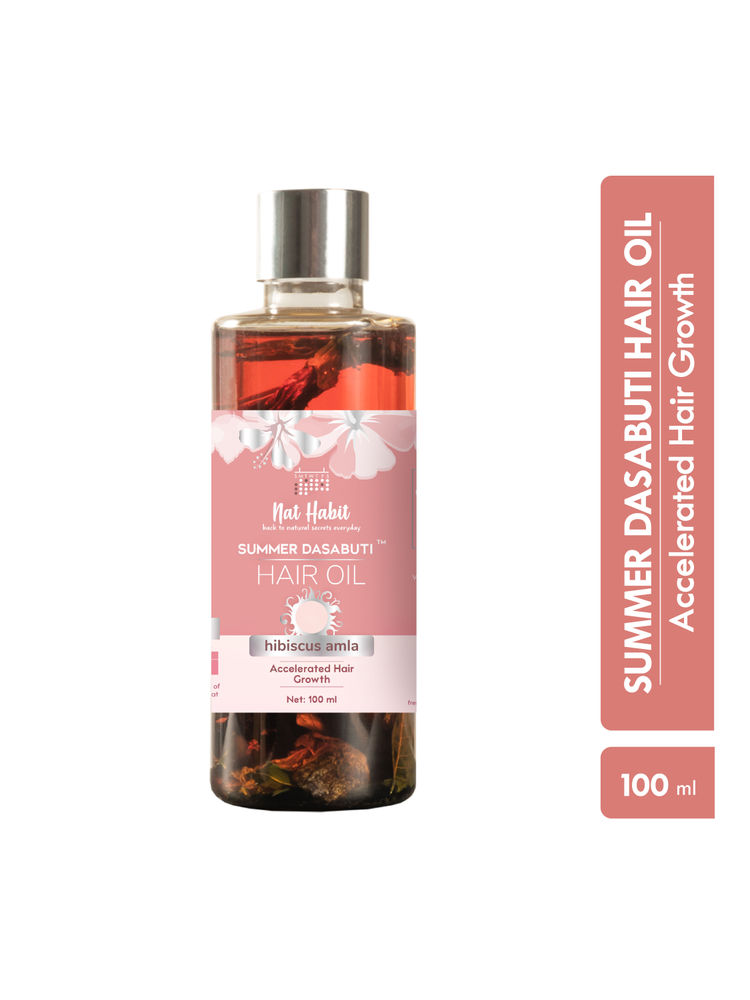 Nat Habit Hibiscus Amla Hair Growth & Thickening Summer Ayurvedic Oil with Rosemary Coconut Castor