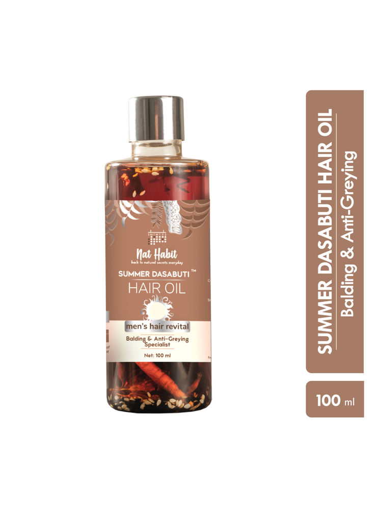 Nat Habit Neem Amla Mens Balding & Anti-Greying Summer Ayurvedic Oil for Receding Hairline Reversal-image-1