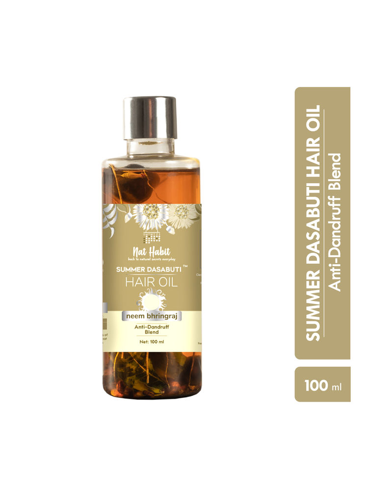 Nat Habit Neem Bhringraj Tea Tree Anti Dandruff Hair Treatment Summer Ayurvedic Oil & Castor Coconut-picture-39