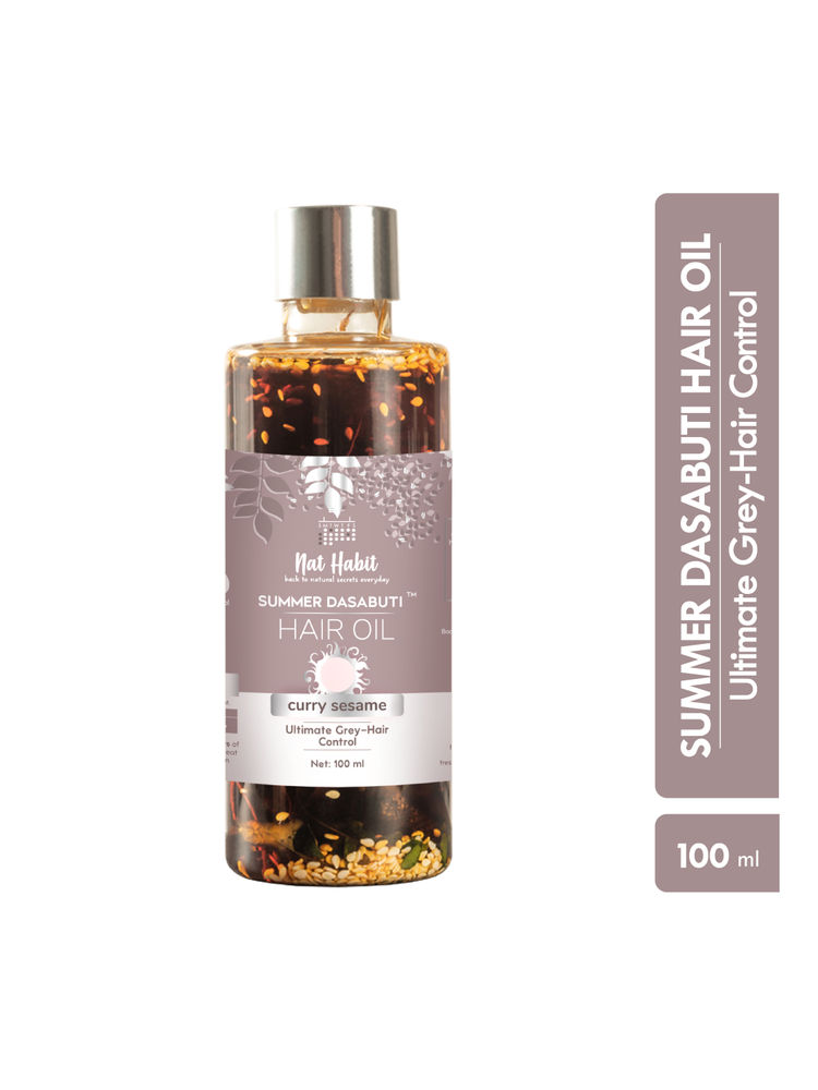 Nat Habit Curry Sesame Grey Hair Control Summer Ayurvedic Oil with Indigo and Curry Leaves-image-49