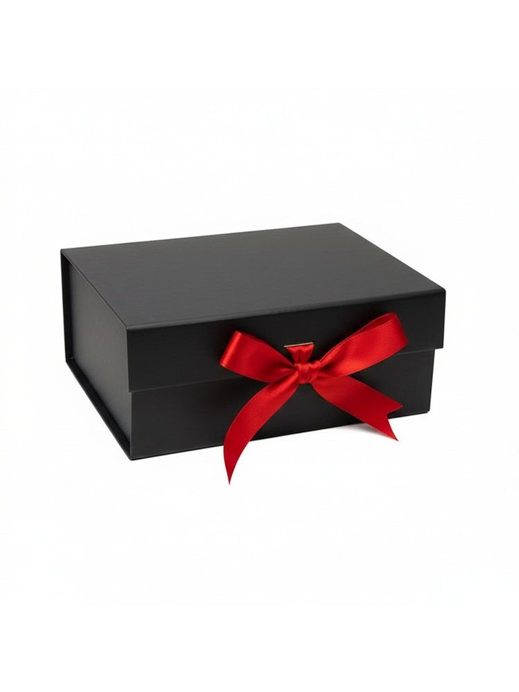 Awestuffs Black with Red Ribbon Elegant Folding Gift Boxes with Ribbon-picture-33