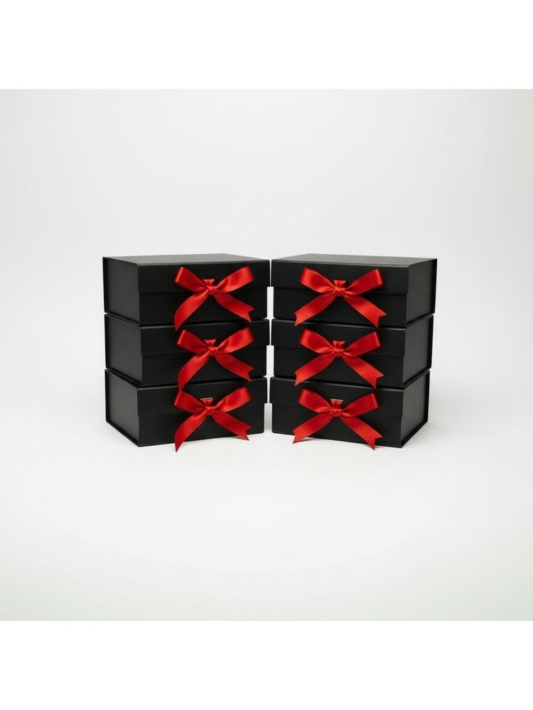 Awestuffs Black with Red Ribbon Elegant Folding Gift Boxes with Ribbon-picture-44