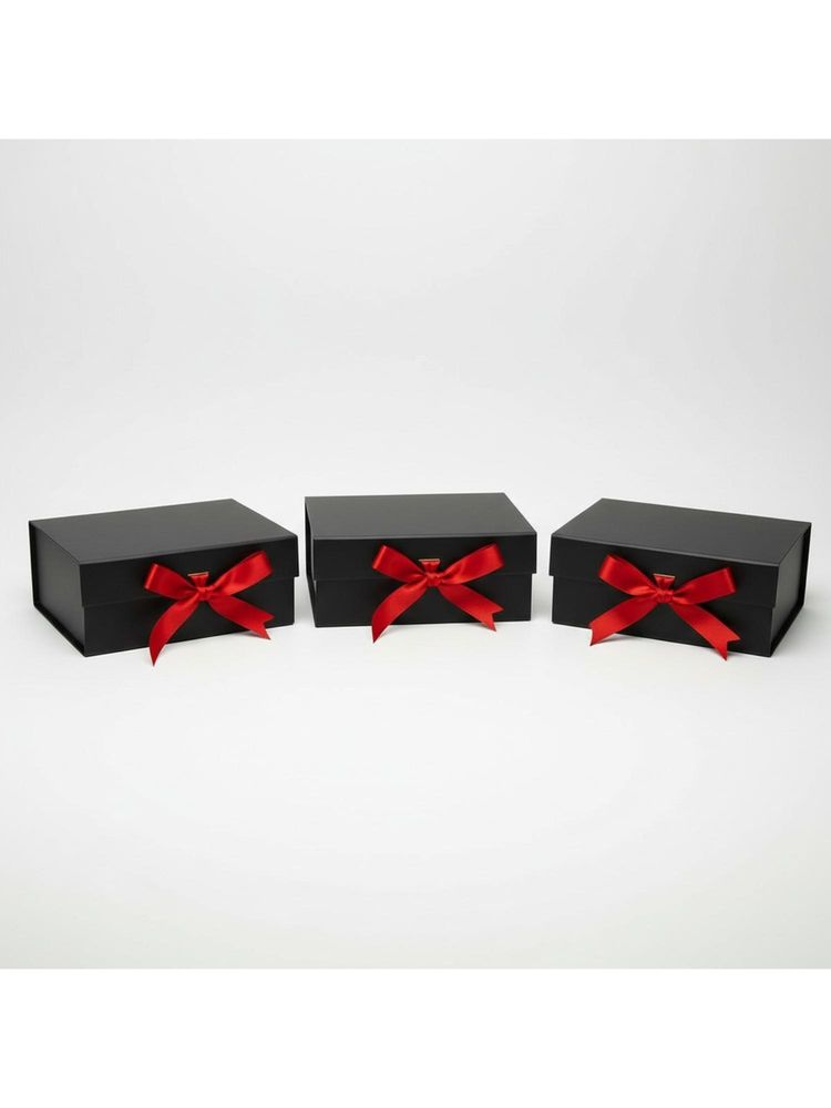 Awestuffs Black with Red Ribbon Elegant Folding Gift Boxes with Ribbon-picture-34