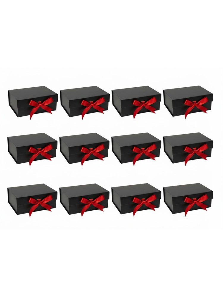Awestuffs Black with Red Ribbon Elegant Folding Gift Boxes with Ribbon-picture-45