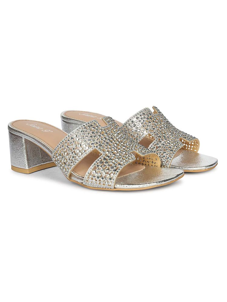 Saint G Women Silver Leather Block Heels-image-19