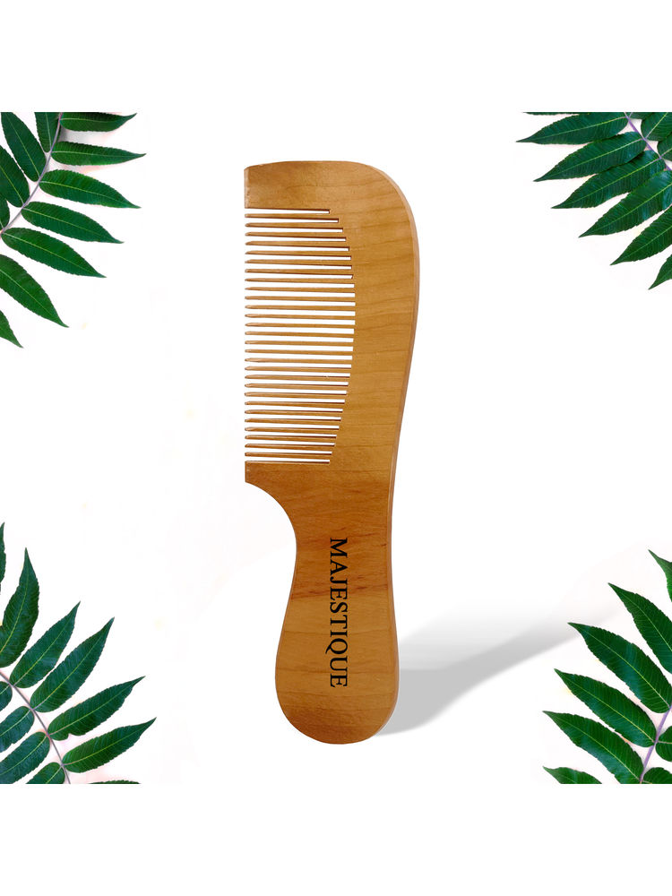 Majestiquer Wood Comb - Anti-Static & No Snag - Wooden Neem Comb for Men and Women-image-30