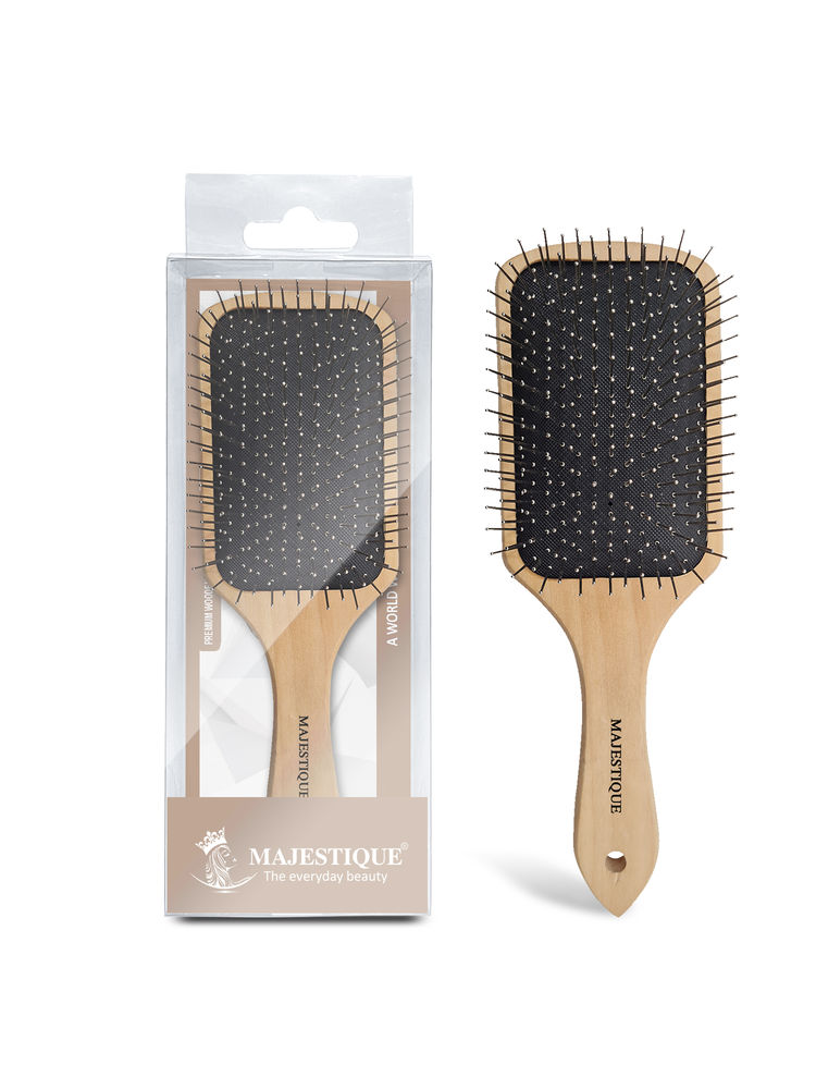 Majestique Wood Hair Brush - Eco Friendly Paddle Hairbrush, Bamboo Brush with Pin Bristles-image-48
