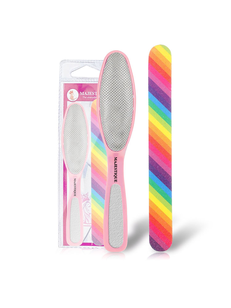 Majestique 2 In 1 Plate Foot Scrubber & Emery Board Nail Filer - Color May Vary-image-35