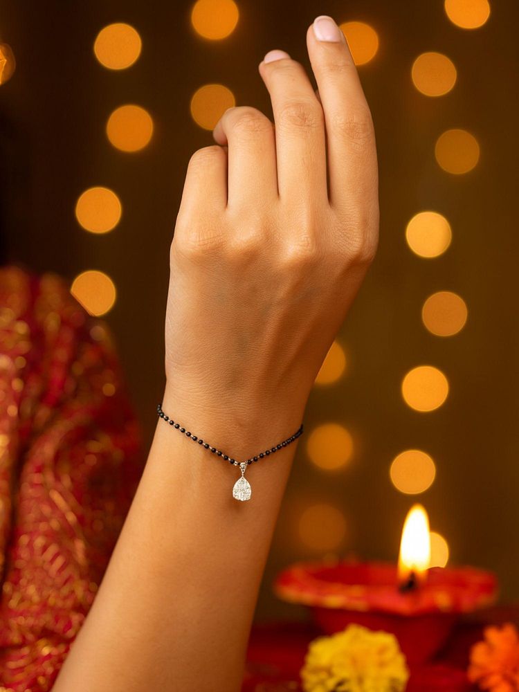 Digital Dress Room Women White Stones Brass Mangal sutra Bracelet-image-27