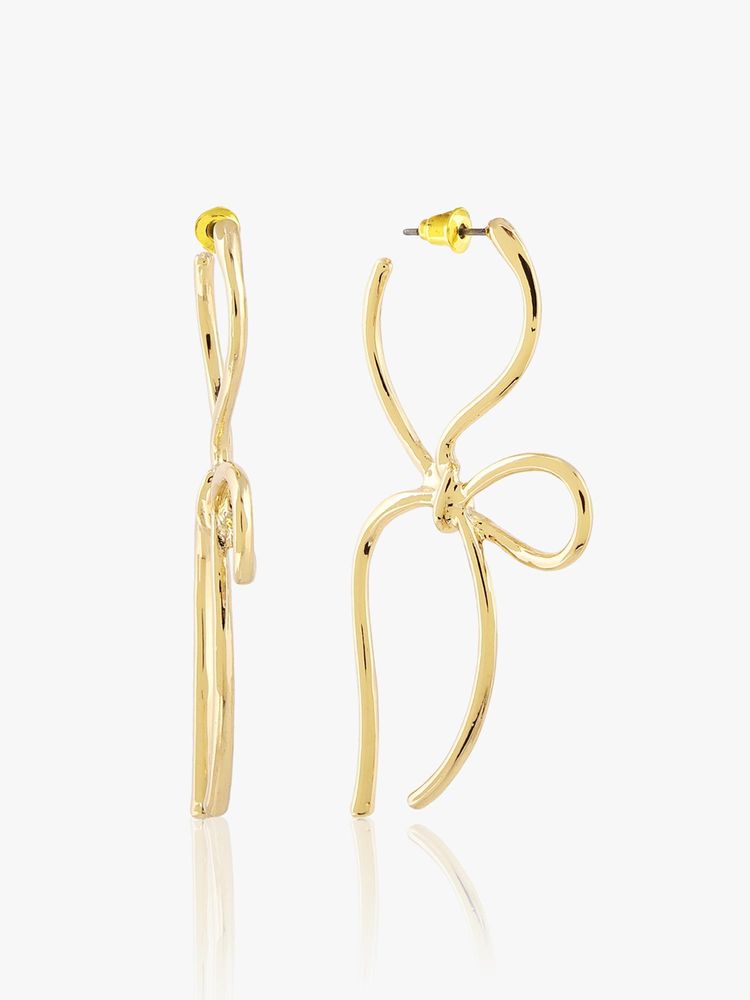 Kazo Gold Ribbon Bow Drop Earrings-picture-11