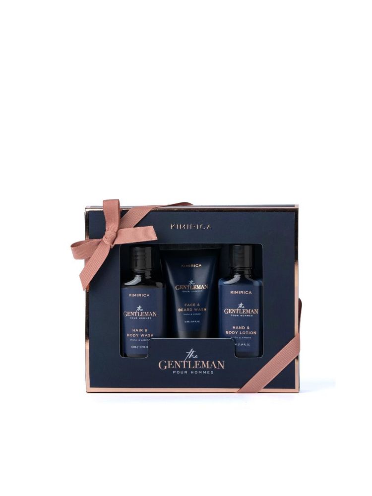 Kimirica Gentleman Bath Care Trio Kit Gift Set - Refreshing Shower Gel, Lotion & Facewash