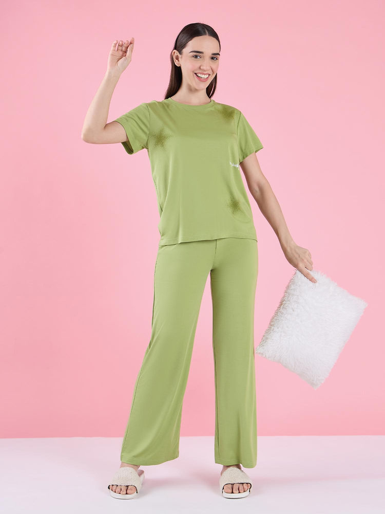 Sweet Dreams Womens Pyjama with Top Green-picture-19