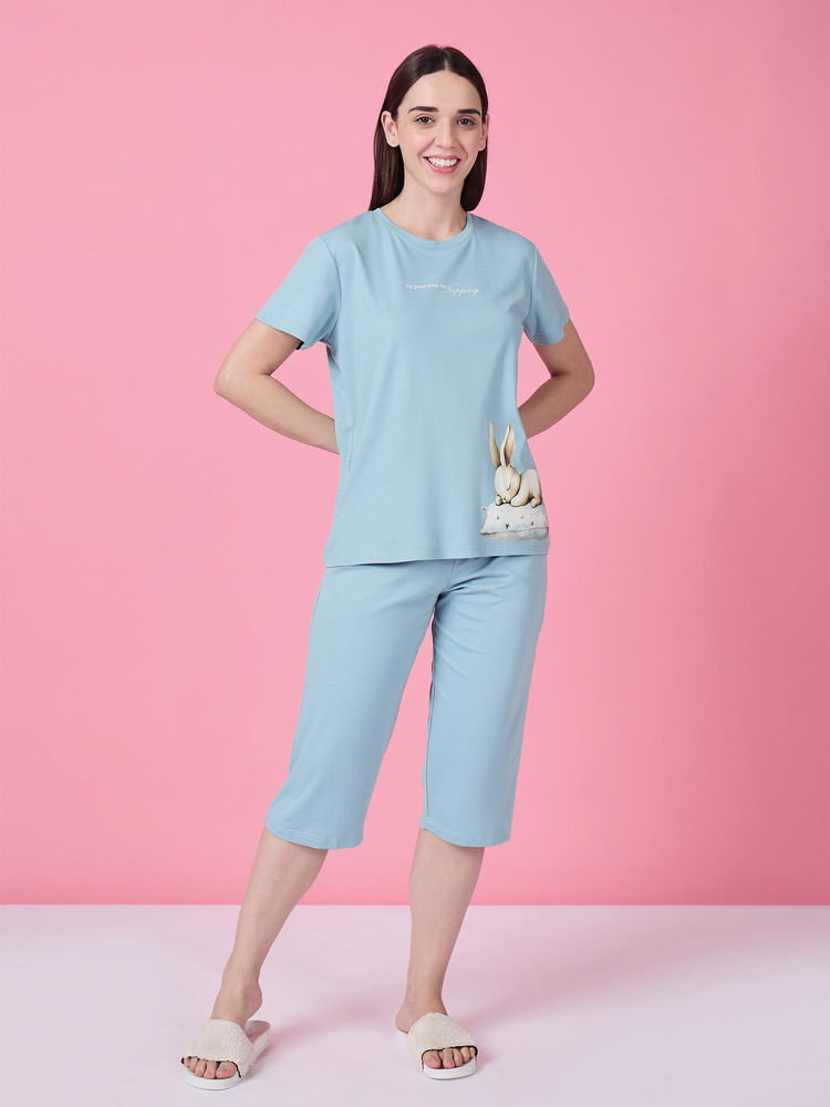 Sweet Dreams Womens Graphic Printed Top with Capri Blue-picture-27