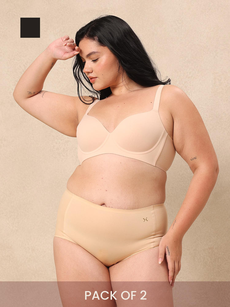 Krvvy Seamless High Coverage Lightweight & Breathable Boyshorts Multi-Color (Pack of 2)-image-34