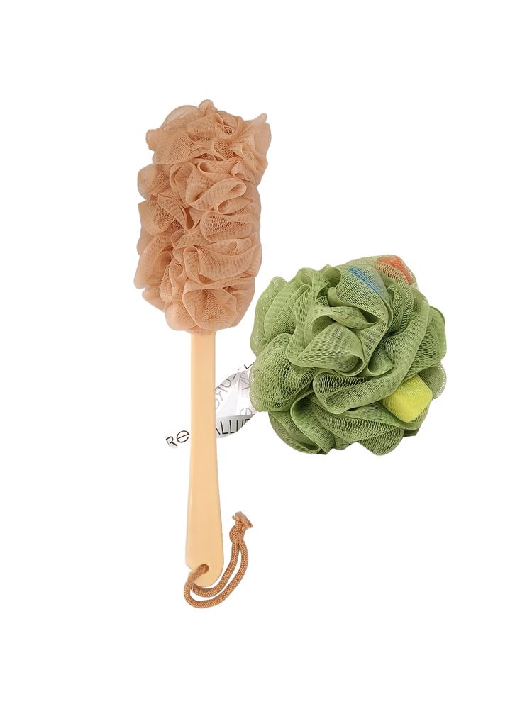 Allure Bath Brush & Loofah Sponge Set (Pack of 2 Assorted Colors Sponge Loofahs)-image-7