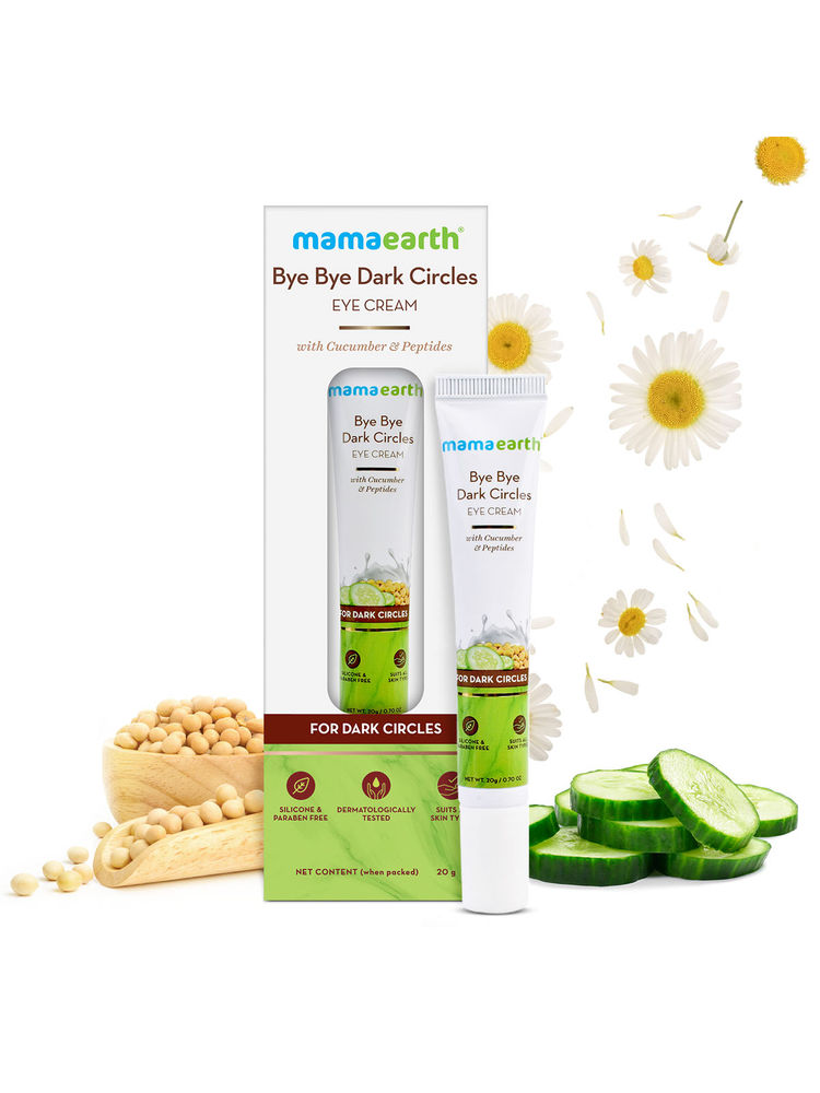 Mamaearth Bye Bye Dark Circle Eye Cream With Cucumber & Peptide For Dark Circles |Nourishes Undereye
