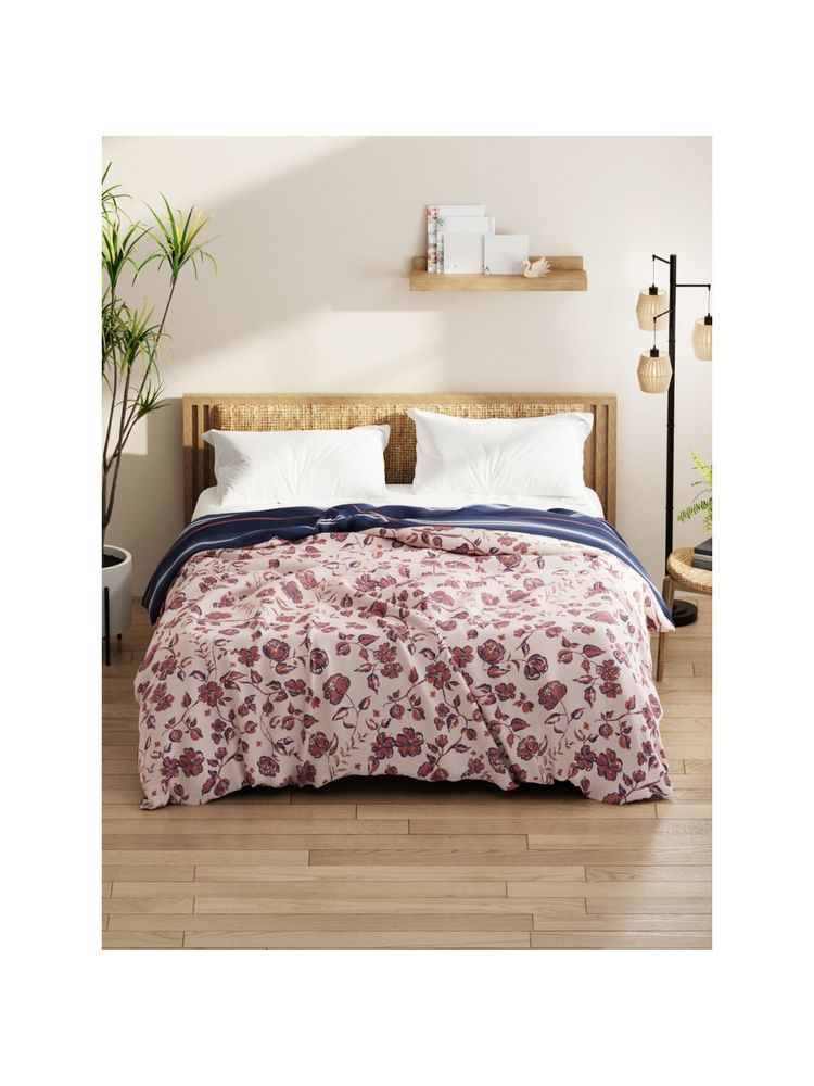 KOPA Microfiber Double Comforter (Classic Cotton Feel) Floral-Pink/Blue (Queen)-image-0