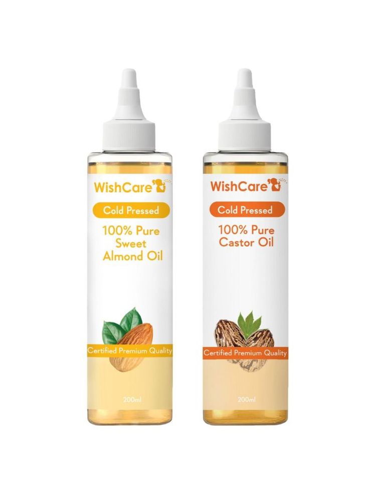 Wishcare 100% Pure Cold Pressed Castor Oil & Sweet Almond Oil Combo