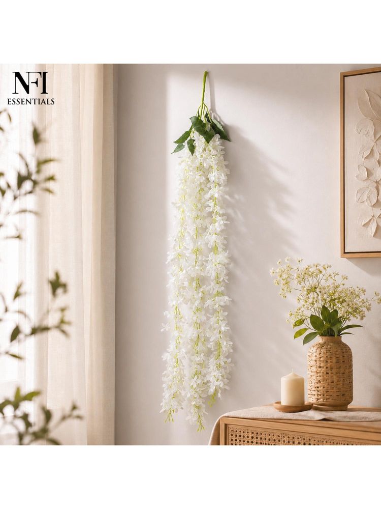 NFI Essentials Artificial White Hanging Wisteria Vine For Home Decoration-picture-29
