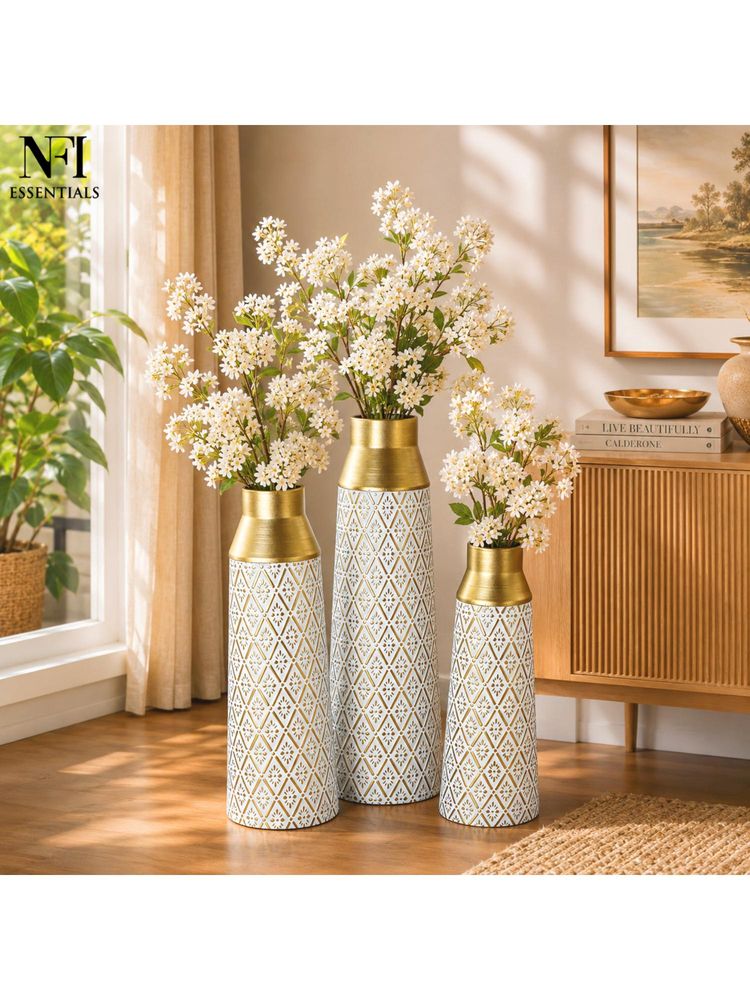 NFI Essentials Metal Flower Vase Pack Of 3 For Living Room & Home Decor-picture-39