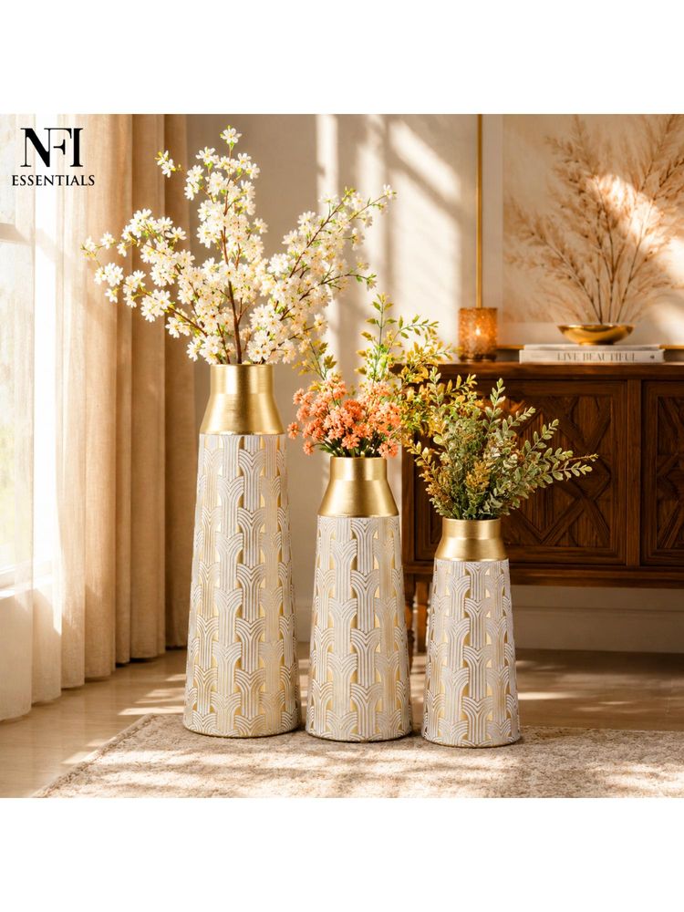NFI Essentials Metal Flower Vase Pack Of 3 For Living Room & Home Decor-image-11