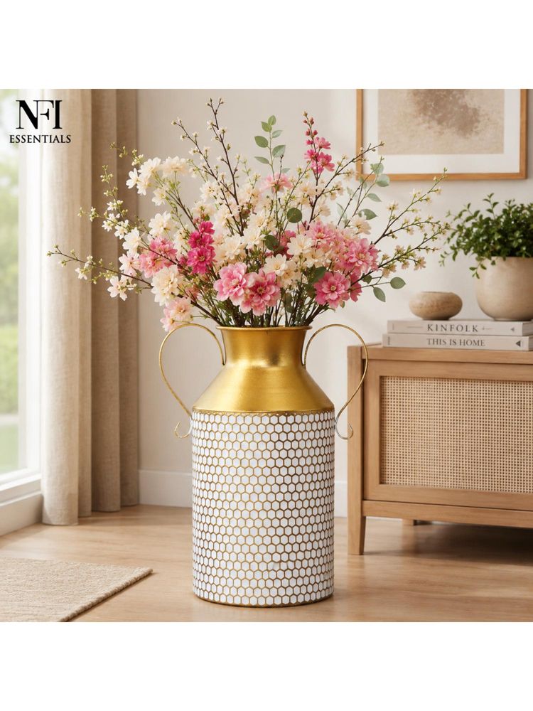 NFI Essentials Metal Flower Vase With Dual Handles For Home Decor-picture-40