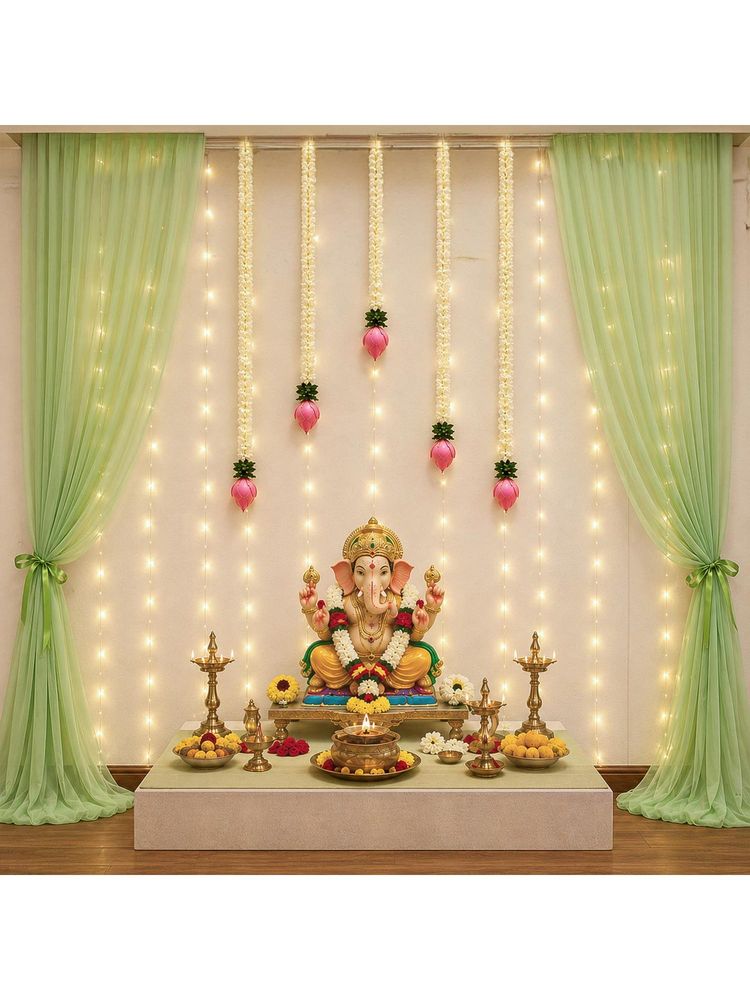 Special You Ganesh Chaturthi Kit With Curtain Backdrop & Lotus Hangings-picture-39