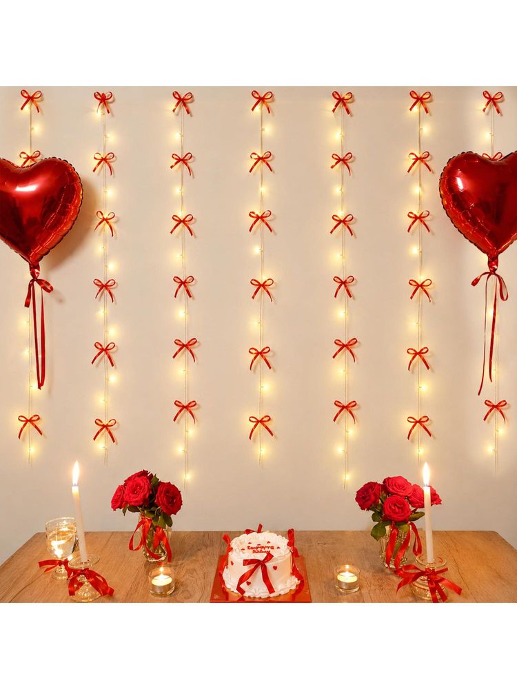 Special You Romantic Anniversary & Birthday Kit With Red Heart Foil Balloons & Ribbon (6 Pcs)-picture-42