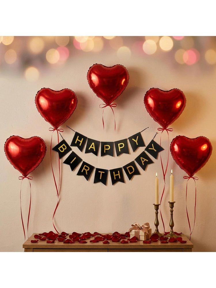 Special You Silver Black Birthday Kit With Foil Banner, Fringe Curtain & Star Balloons (8 Pcs)-image-31