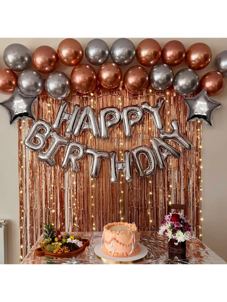 Special You Rose Gold Birthday Kit With Balloons, Fringe Curtain, Led Light & Foil Banner (28 Pcs)-image-22