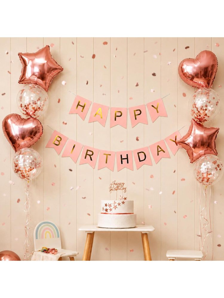 Special You Rose Gold Birthday Kit With Confetti, Heart & Star Foil Balloons (10 Pcs)-image-21