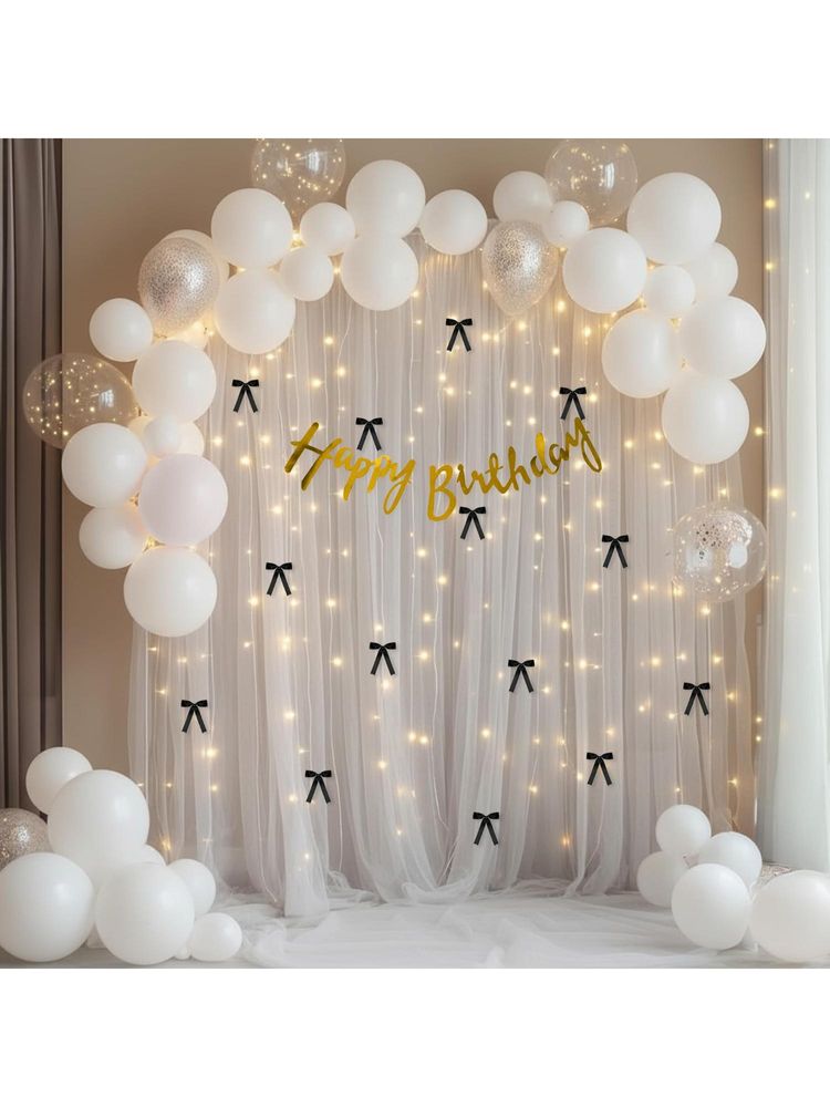 Special You White & Gold Birthday Kit With Balloons, Confetti Balloons, Banner & Net Curtains-picture-10