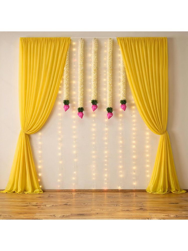 Special You Ganesh Chaturthi Kit With Yellow Curtain Backdrop, Green Vines, Lotus Hanging (11 Pcs)-image-30