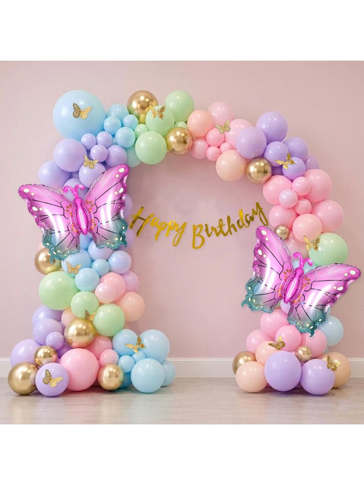 Special You Butterfly Birthday Kit With Pastel Balloons, Wall Stickers, Chrome Balloons & Banner-picture-3