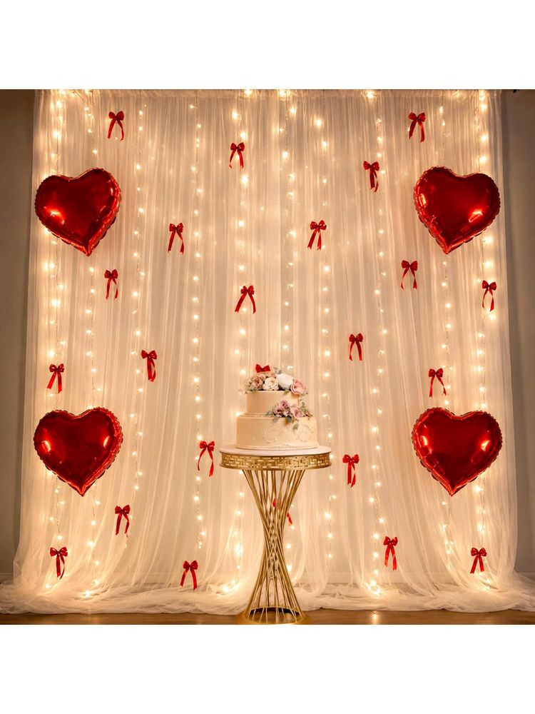 Special You Romantic Room Kit With Red Heart Foil Balloons, Net Curtains & Ribbon (13 Pcs)-picture-30