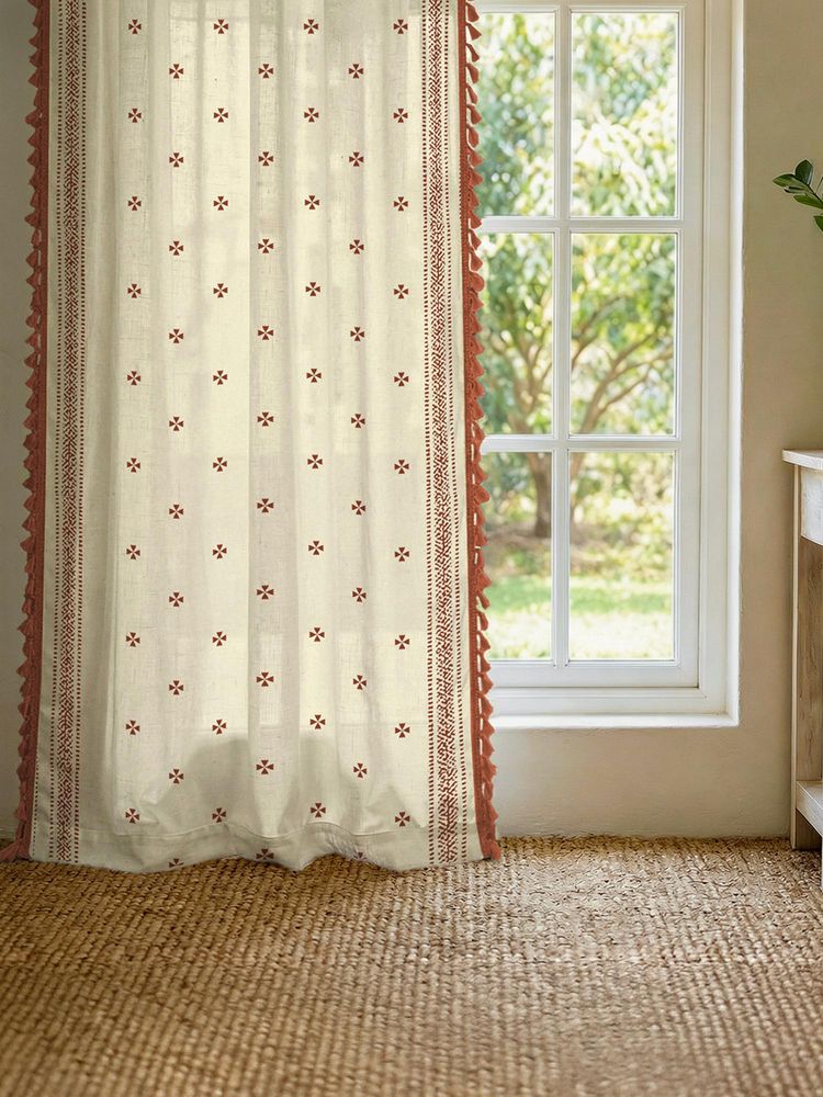 Urban Space 100% Cotton Curtain, 5 Ft - Aaqar Rust-picture-2