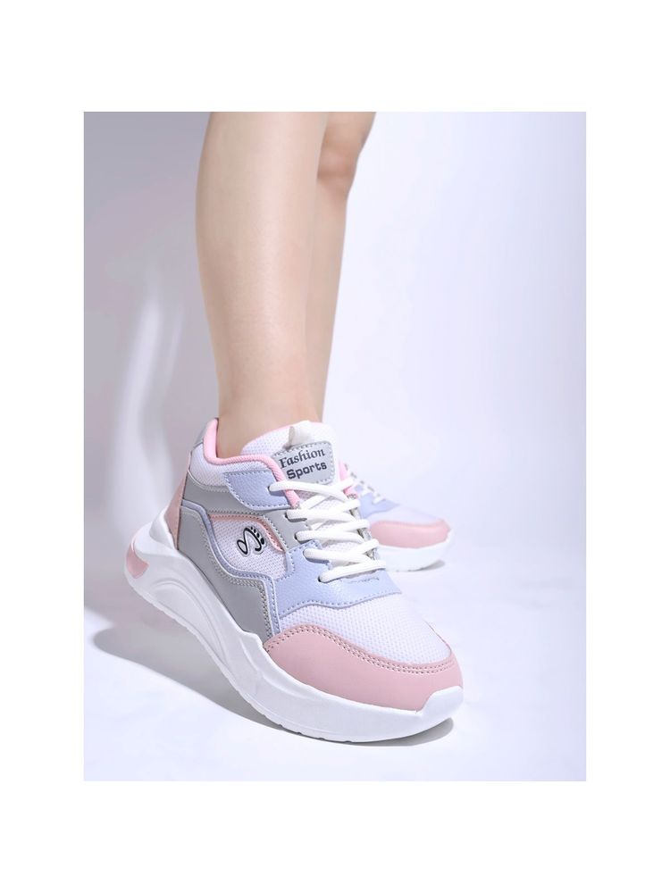 Shoetopia Lace-Up Comfortable Pink Sports Shoes for Women-image-26