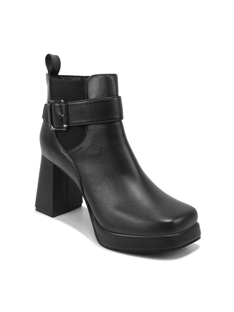 SHUZ TOUCH Women Black Block Heels Boots-picture-38